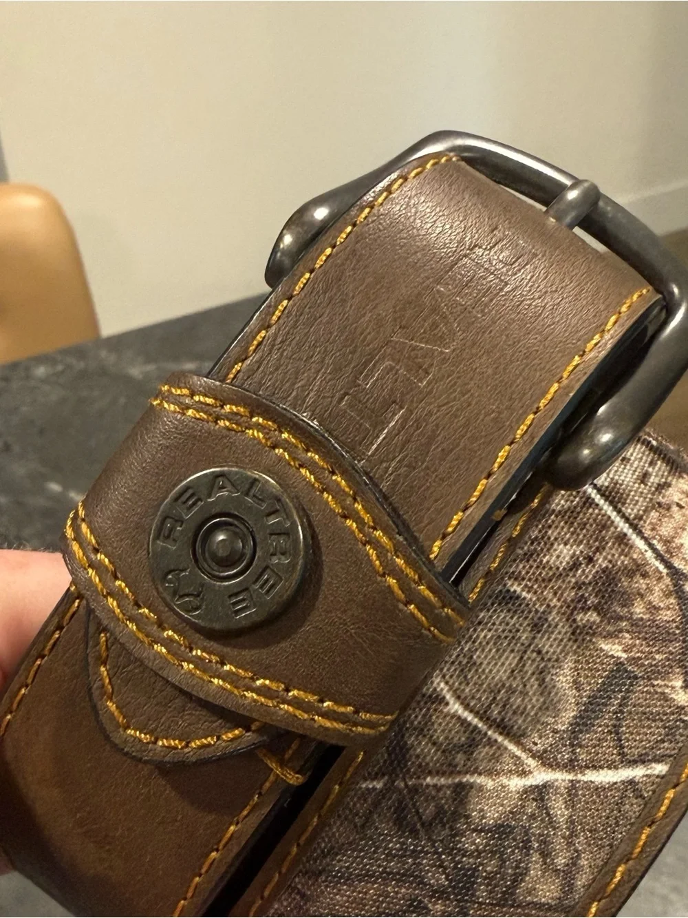 Realtree camoflouge belt camo size 38/40 men green brown leather 95091W/209